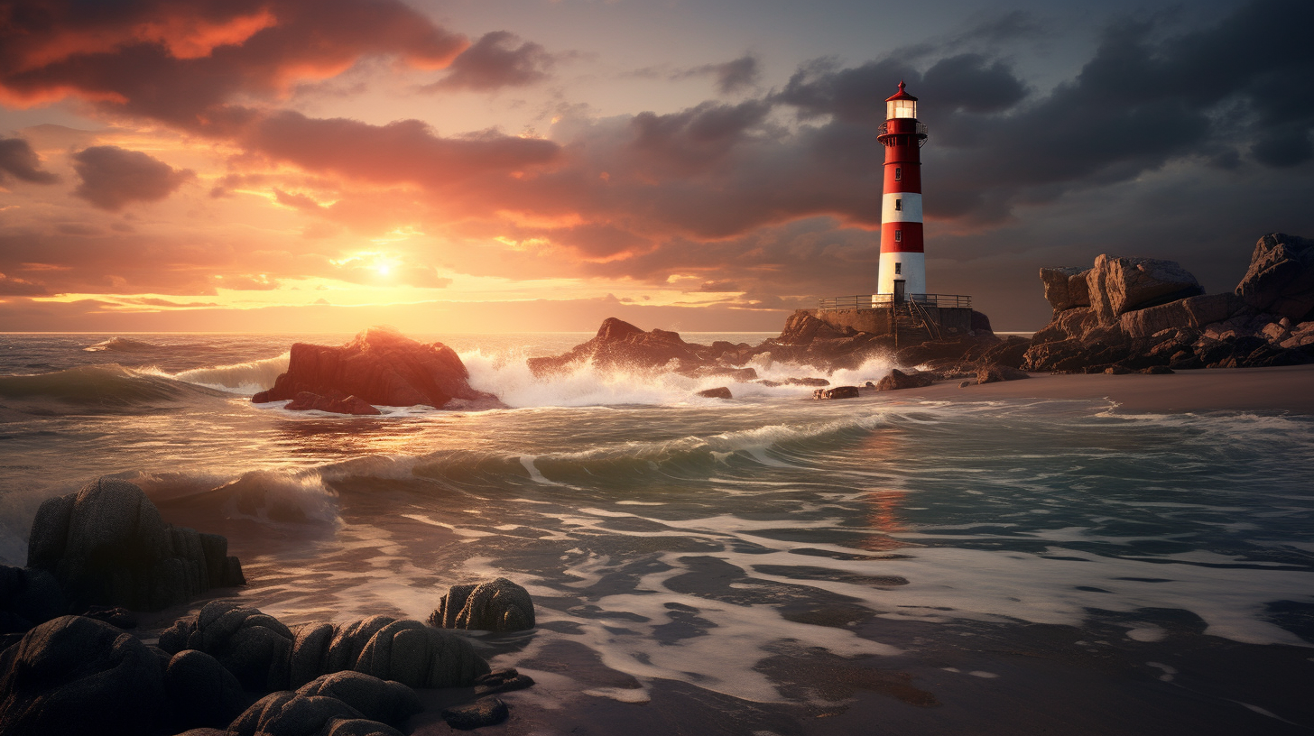 Gorgeous lighthouse on the beach