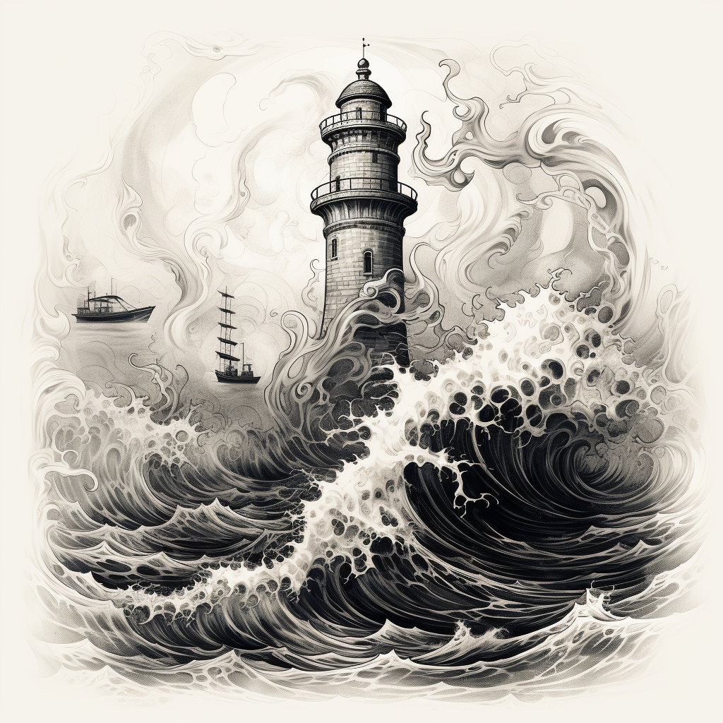 Lighthouse being attacked by sea monster