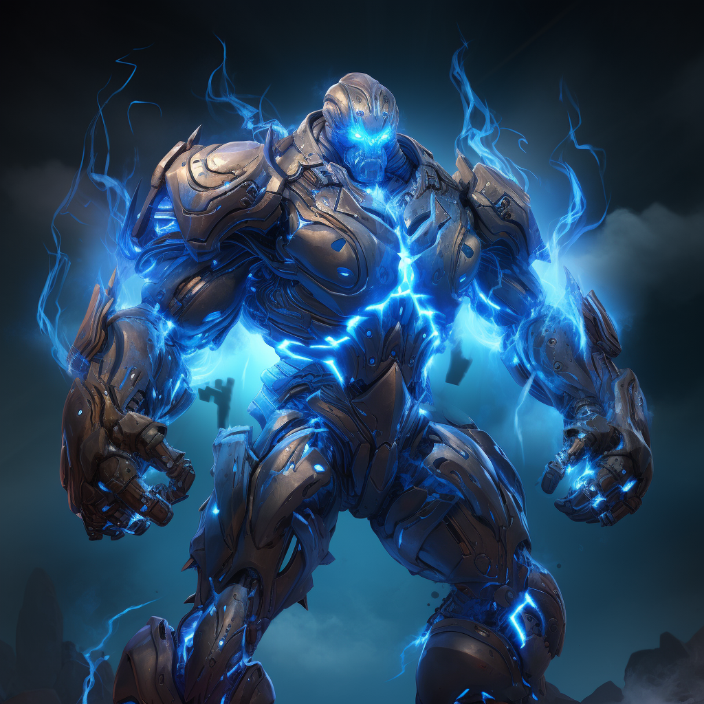 lightning golem with blue energy