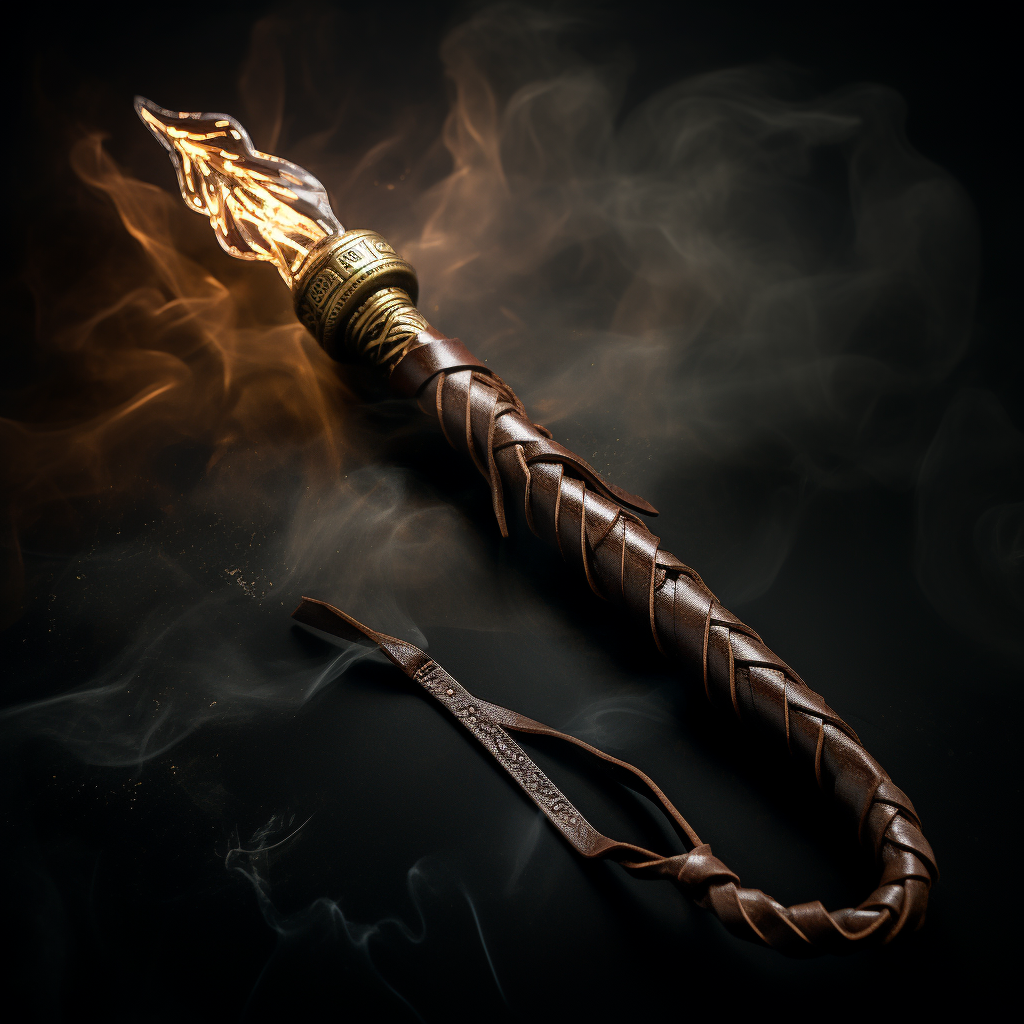 Lightning wrapped leather whip