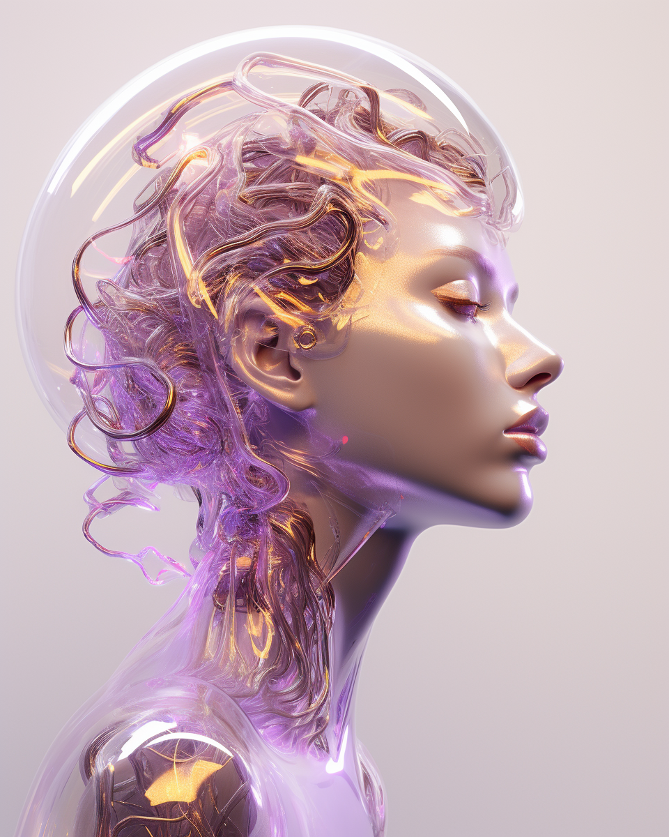 Translucent Floating Head in Lilac and Gold