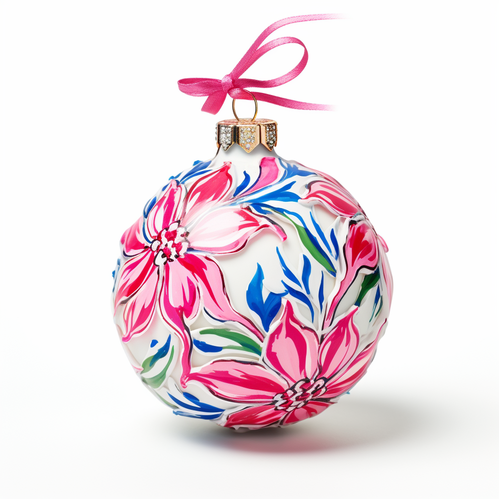 Christmas ornament in Lilly Pulitzer girly style