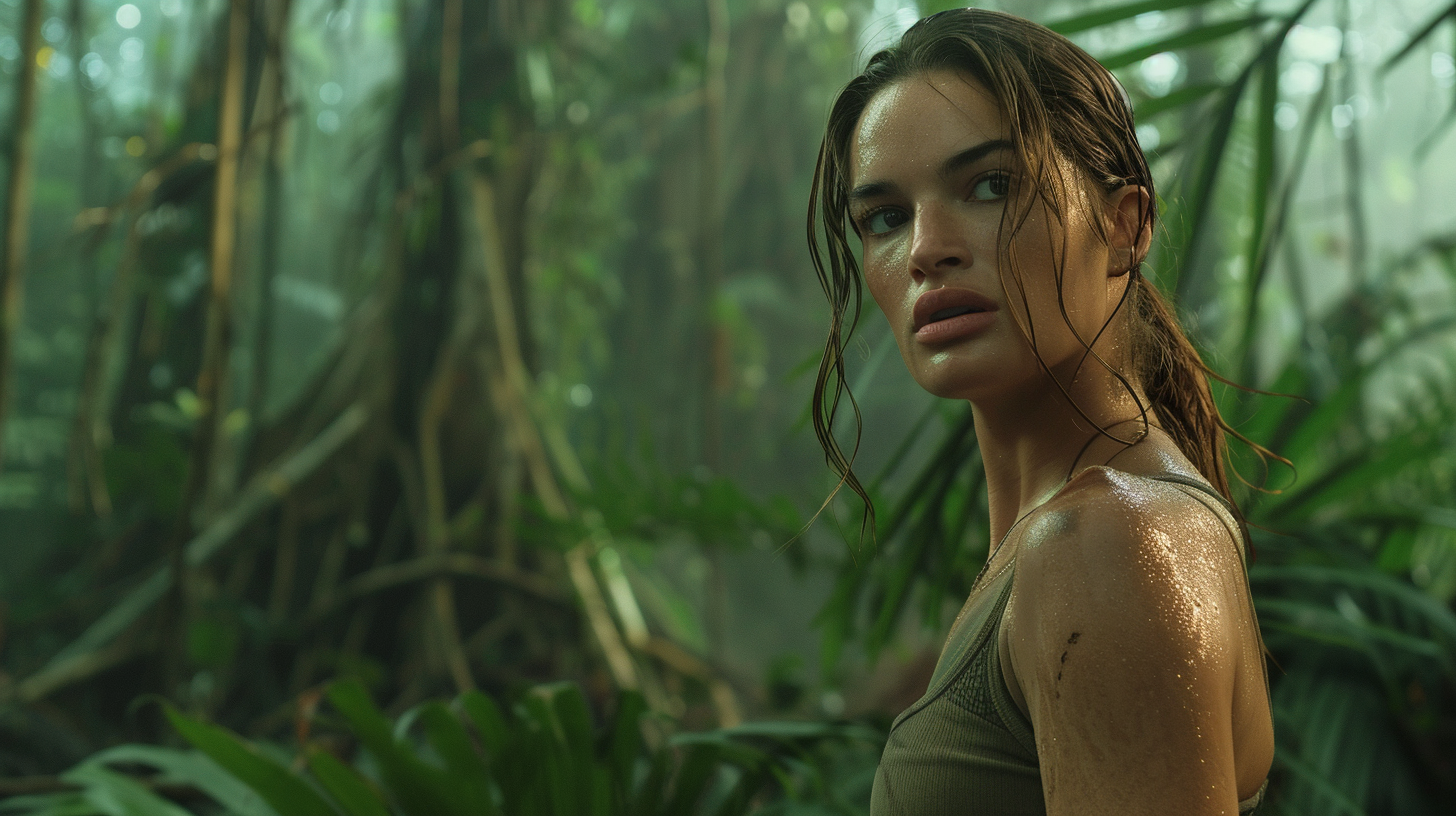 Lily James Lara Croft Jungle Expedition