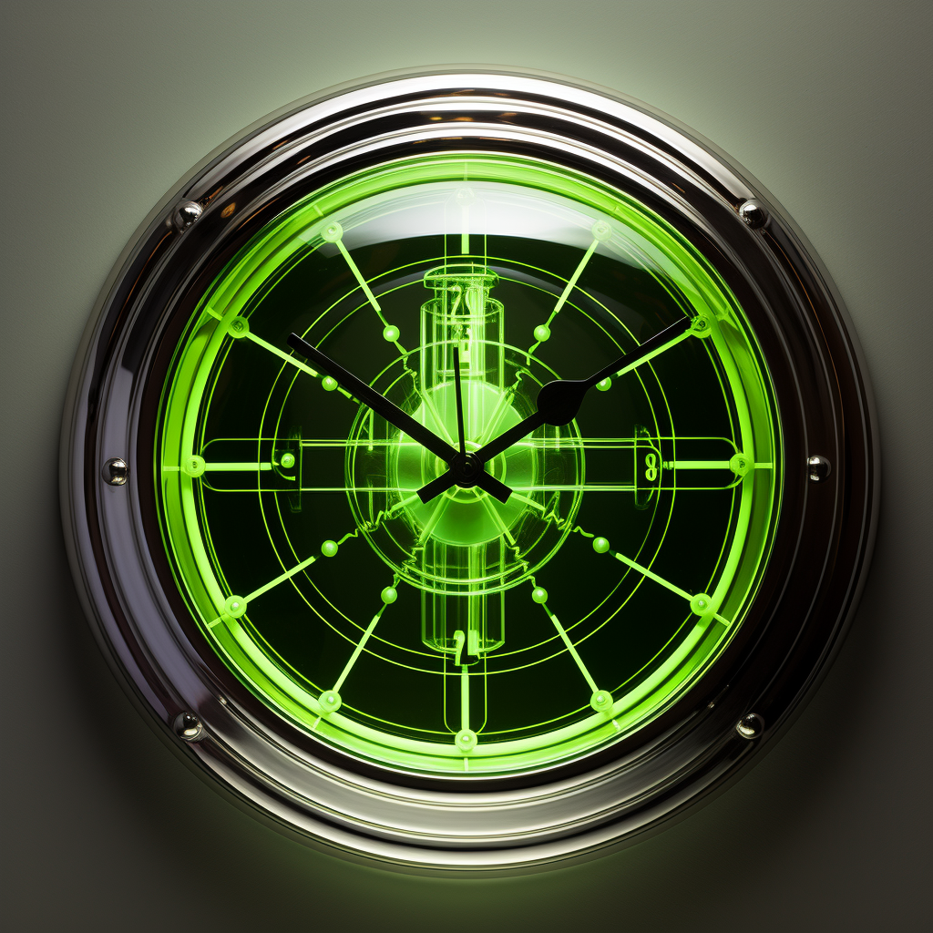 Lime green paint and silver Neon Clock