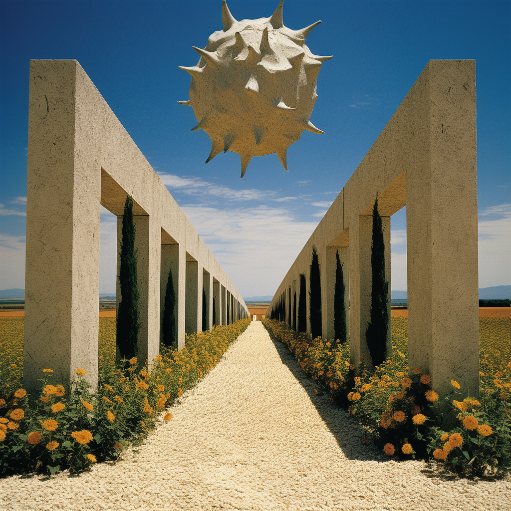 Beautiful limestone sculpture with sunflowers