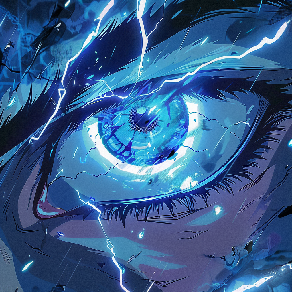 Mystical glowing blue eye illustration