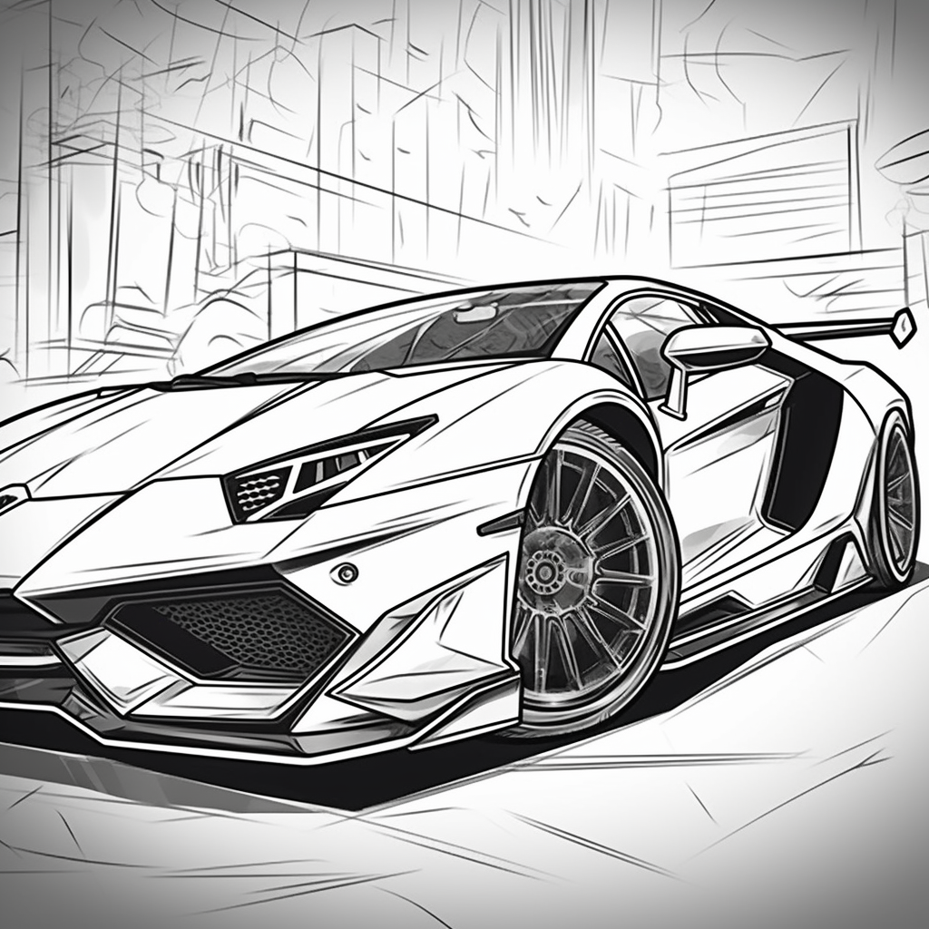 Line Art of Modern Import Cars for Kids