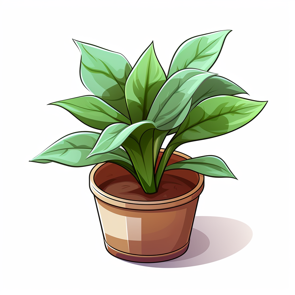 Line cartoon plant sitting on the floor