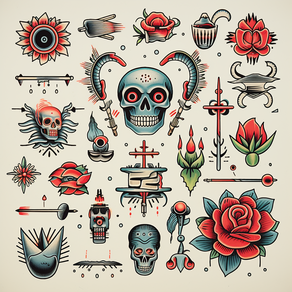 Fine line tattoo flash sheet