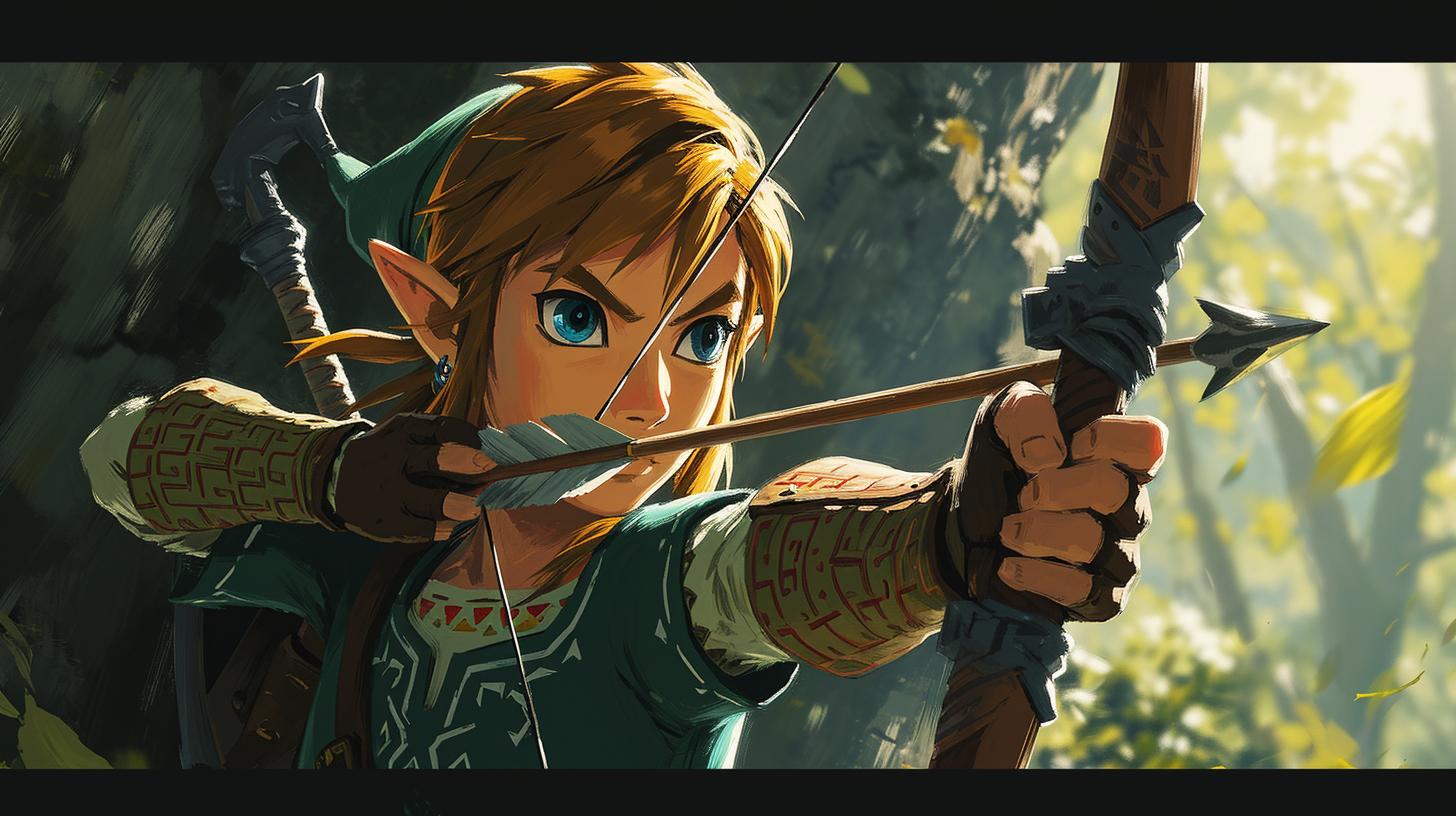 Link shooting a bow and arrow