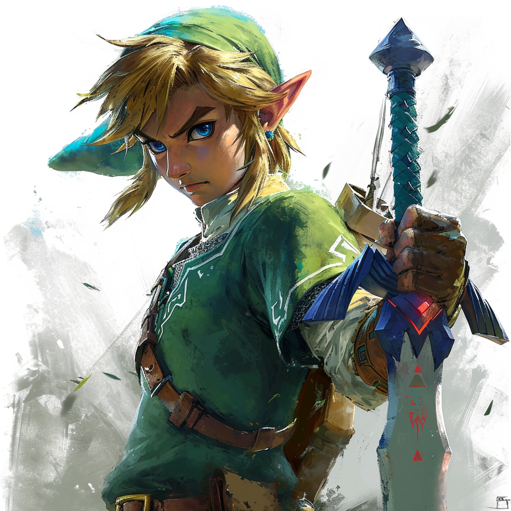 Link from Zelda Game defending with sword