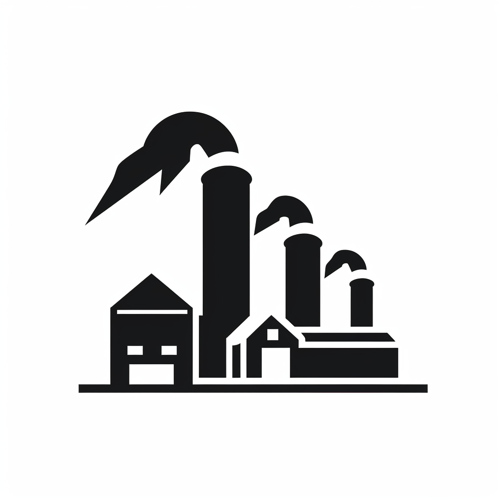 Minimalist factory logo with penguin