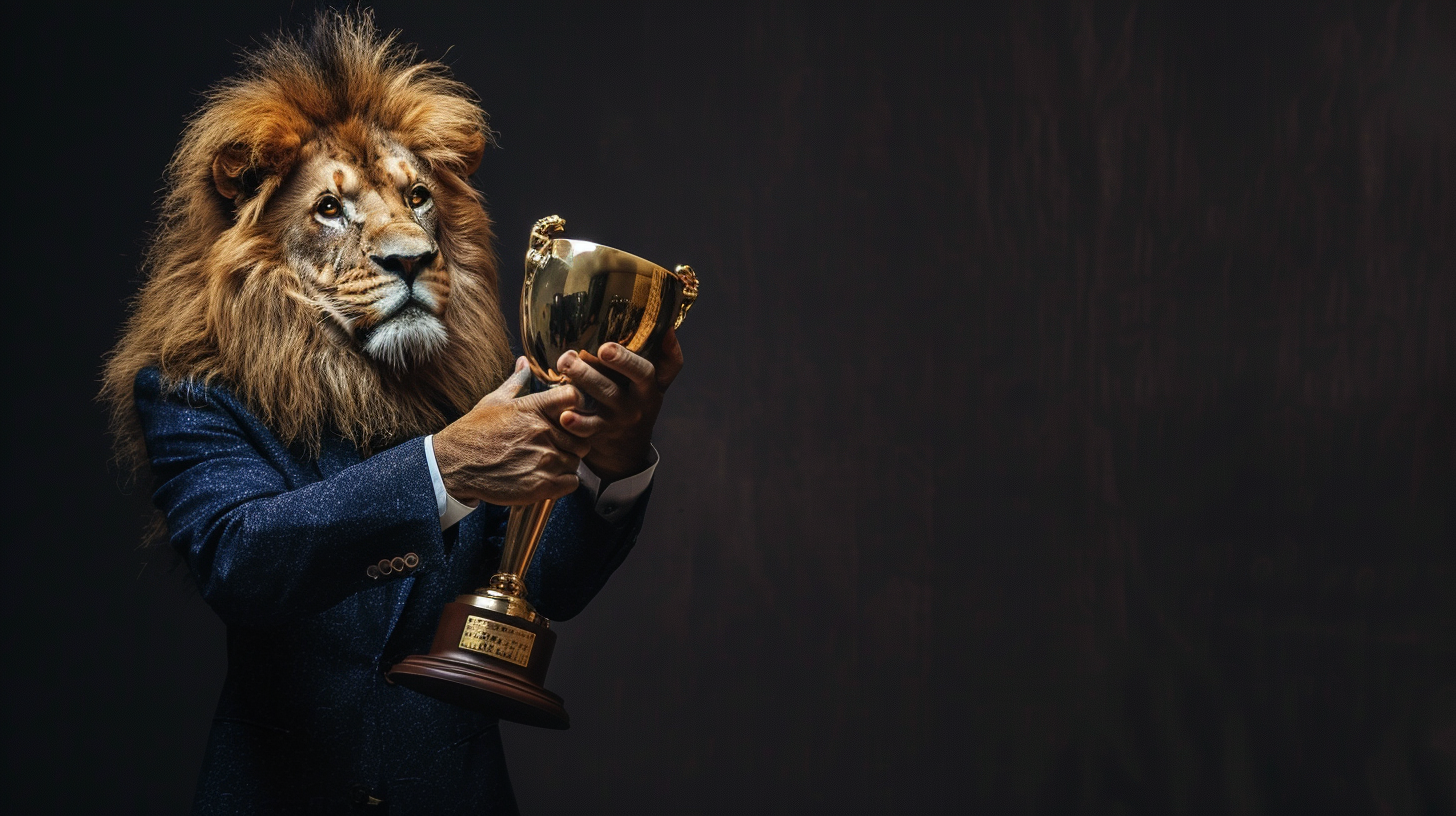 Lion Award Trophy Blue Suit