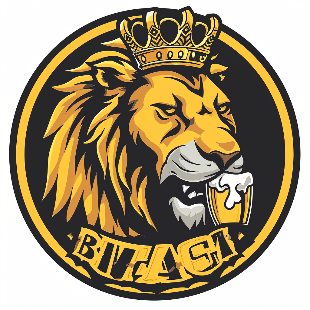 2D Sports Team Logo: Lion Drinking Beer