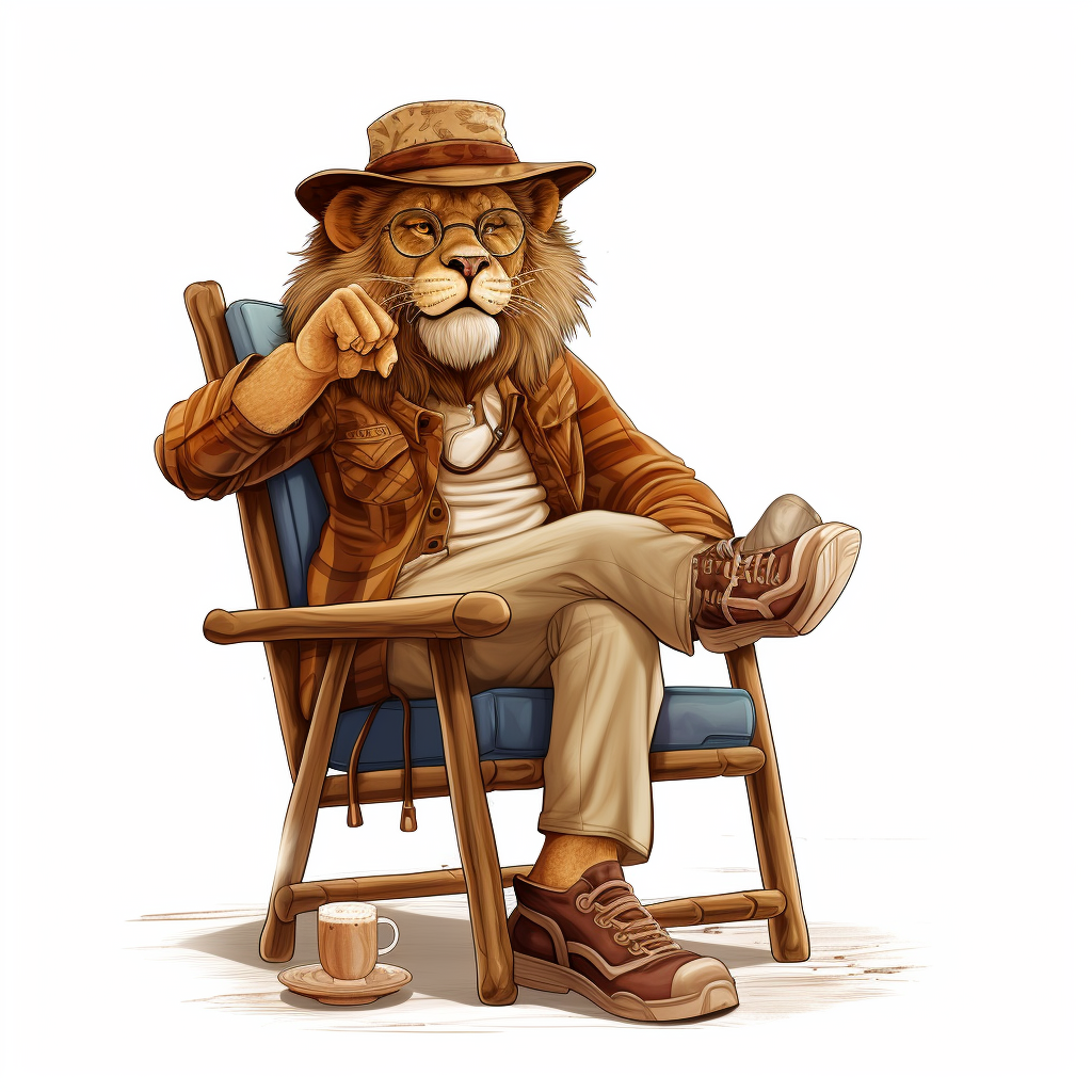 Cute Cartoon Lion on Chair