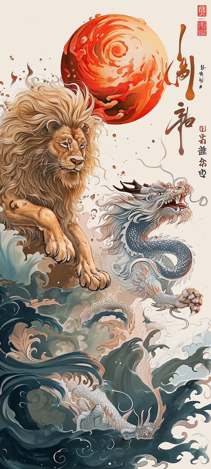 Lion and Dragon Friendship