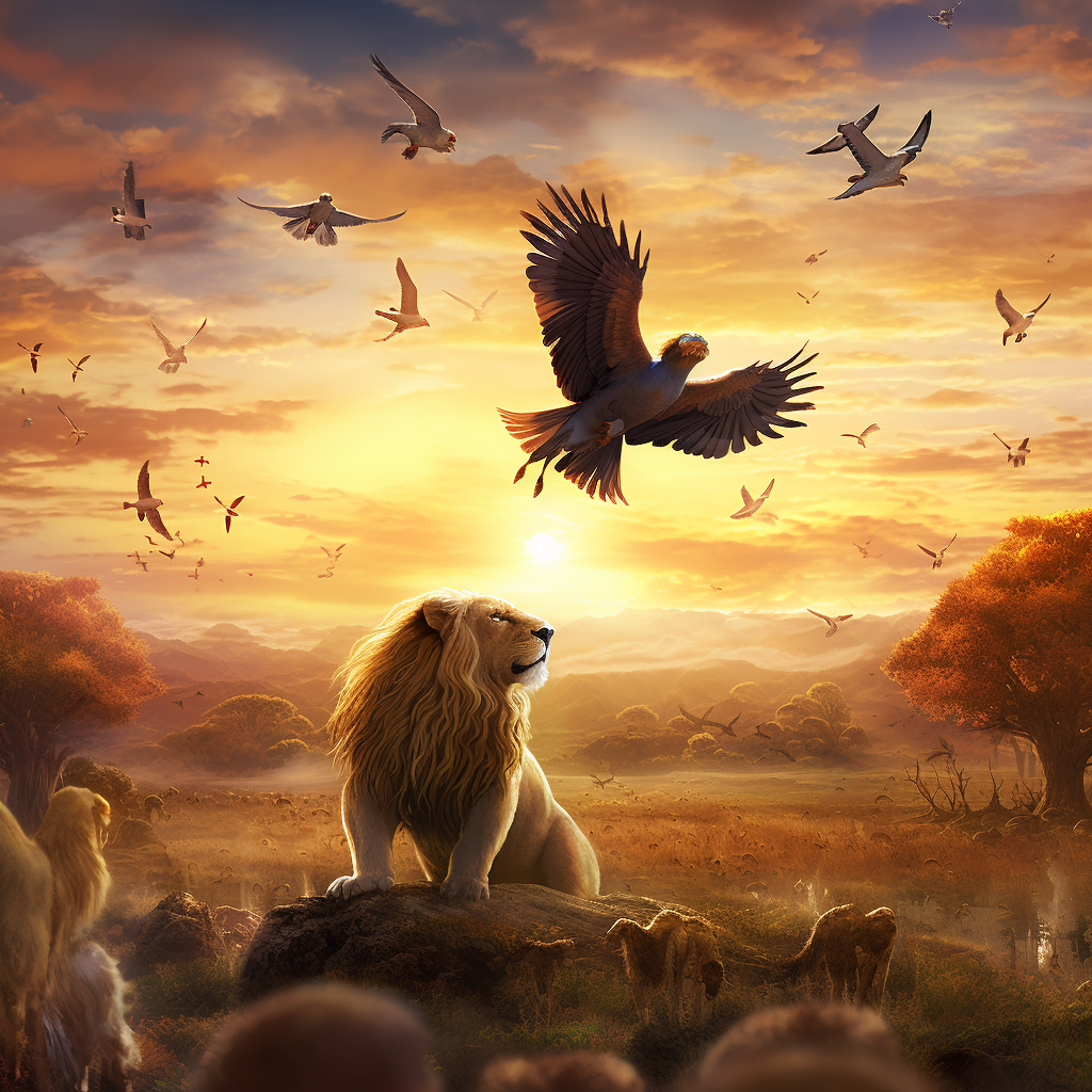 Lion King Birds Landscape Cartoon