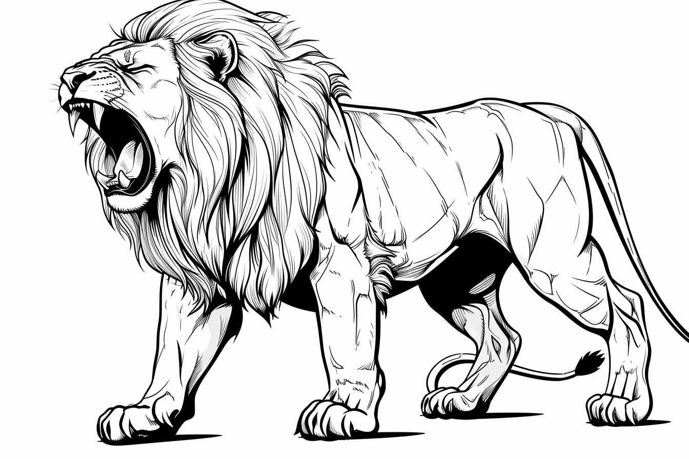 Lion Roaring Coloring Page