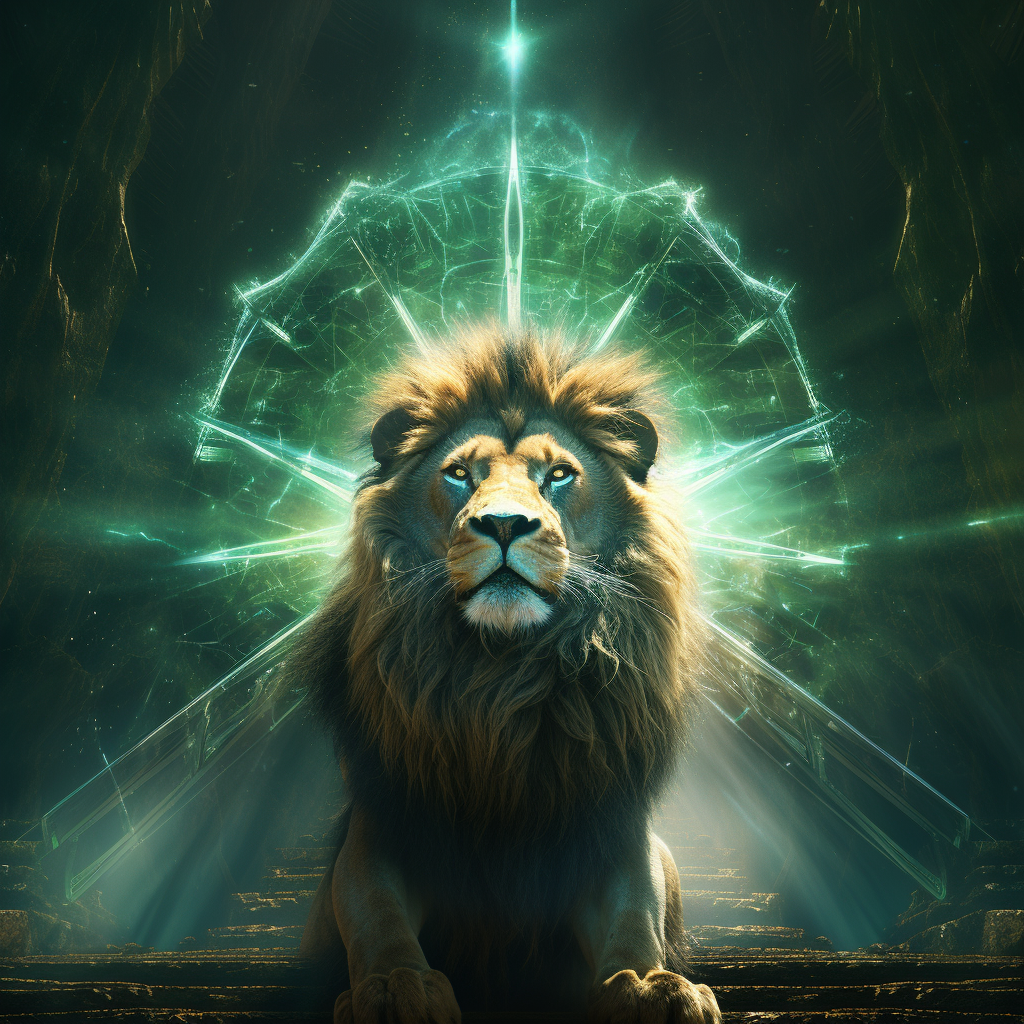 Lion in Beams of Light