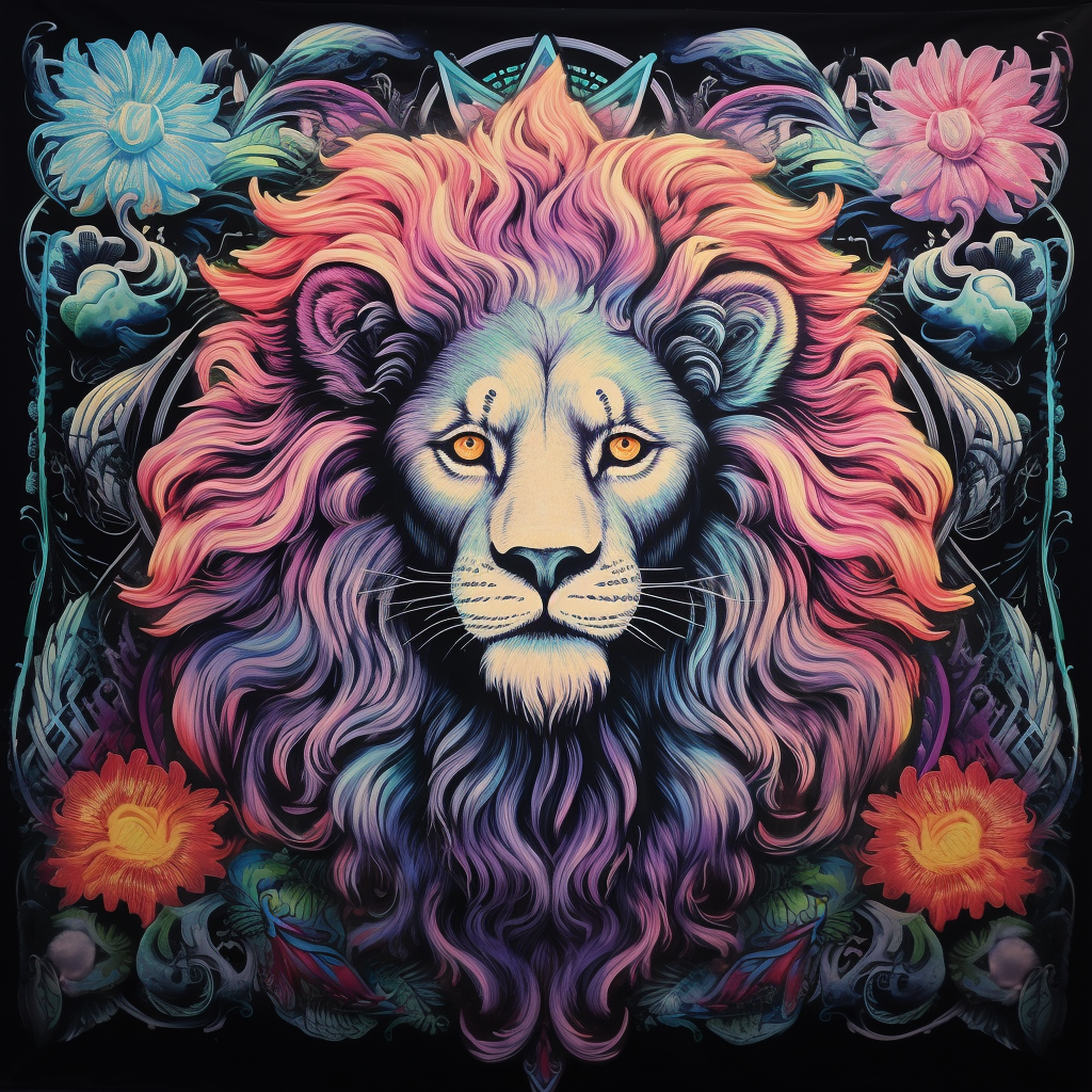 Stunning lion tapestry in unicorn style