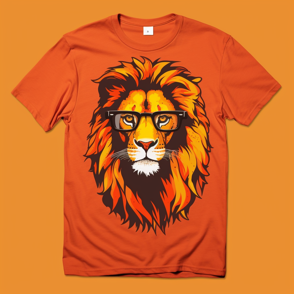 Lion wearing t-shirt and sunglasses