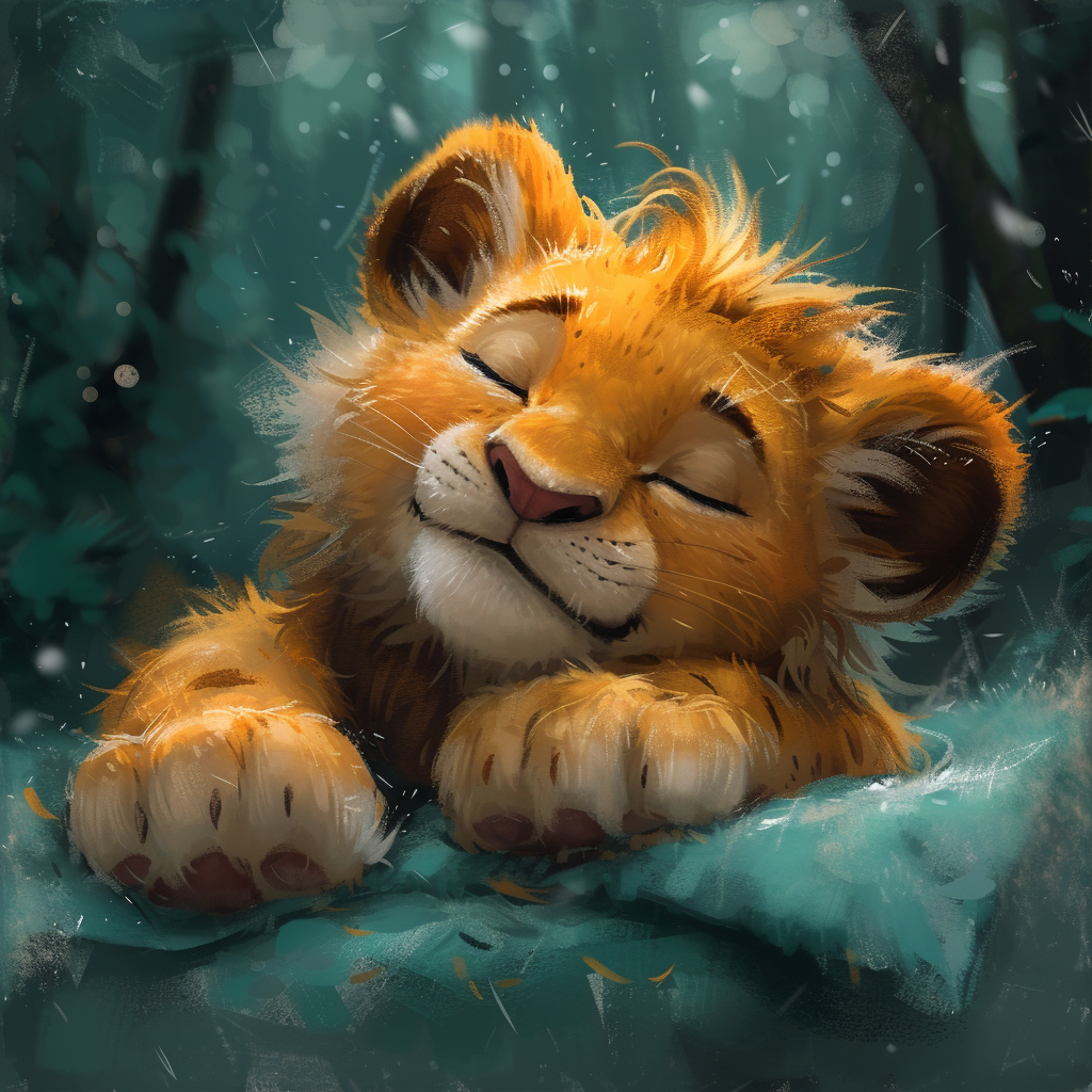 Sketch of Cute Lion Cartoon