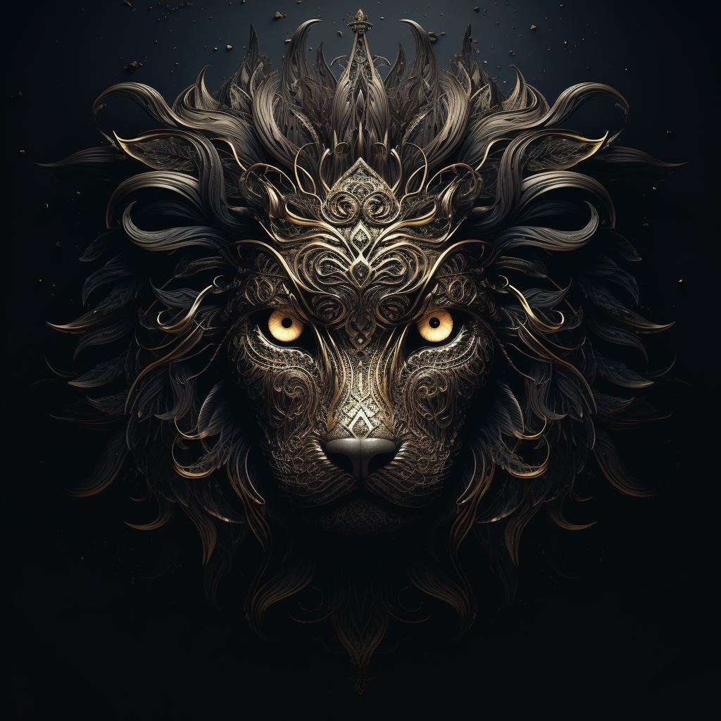 Beautiful lion's eyes on dark background