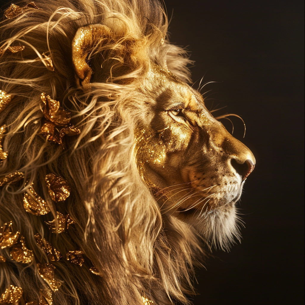 Majestic lion with golden mane