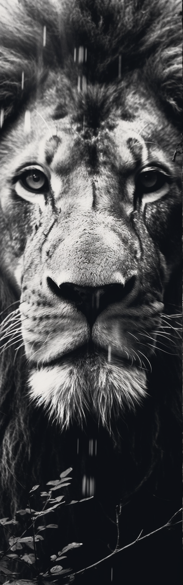 Close-up of majestic lion face in marble