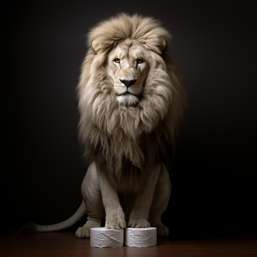 Lion with Toilet Rolls