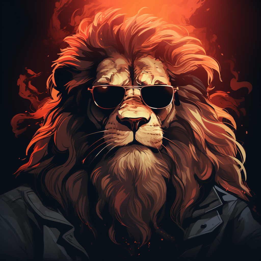 Lion wearing sunglasses hipster mascot logo