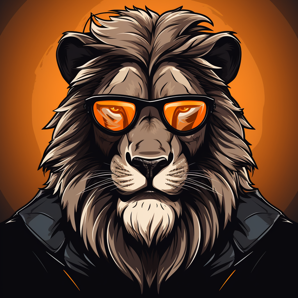 Lion wearing sunglasses mascot logo