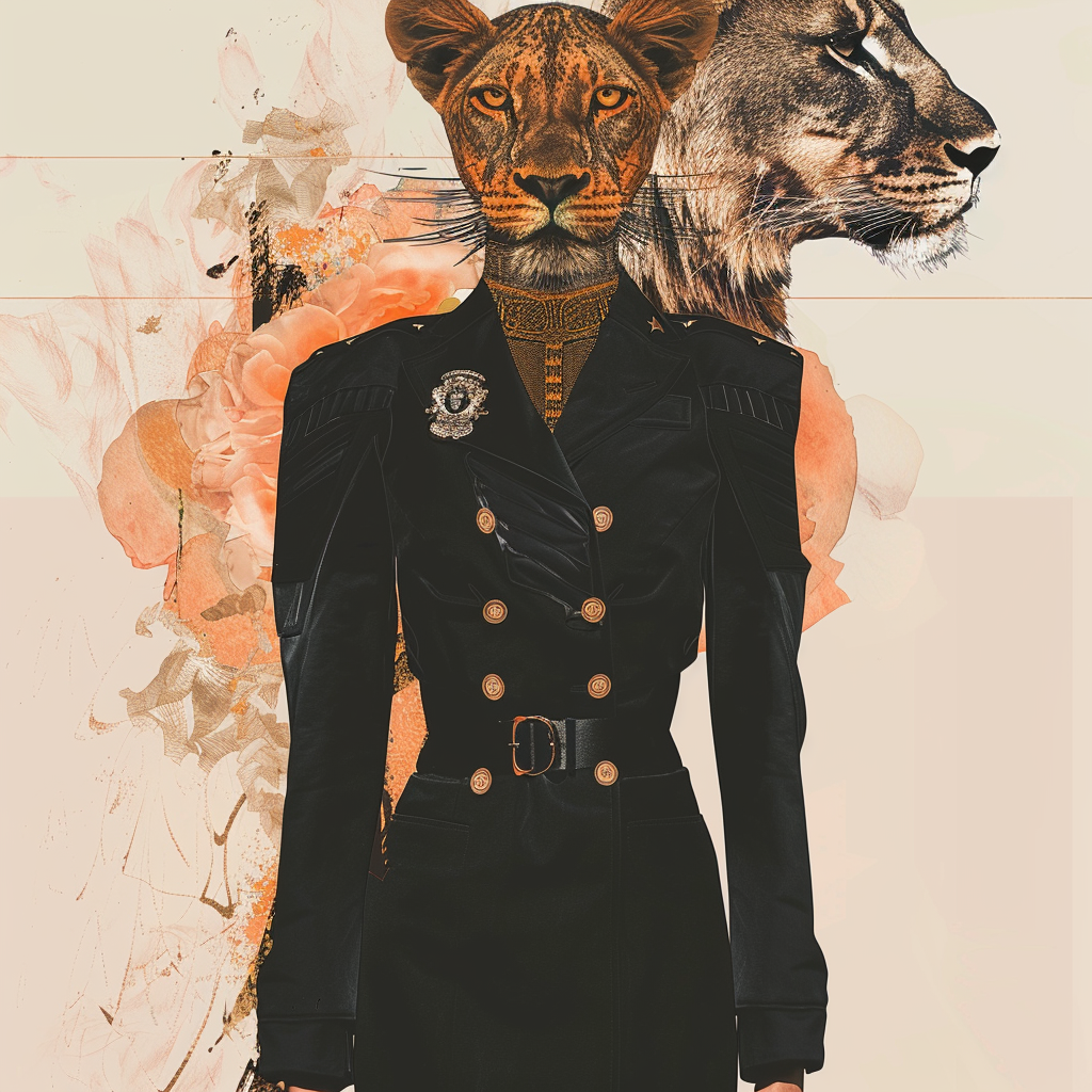 Lioness Cop Uniform Fashion Illustration