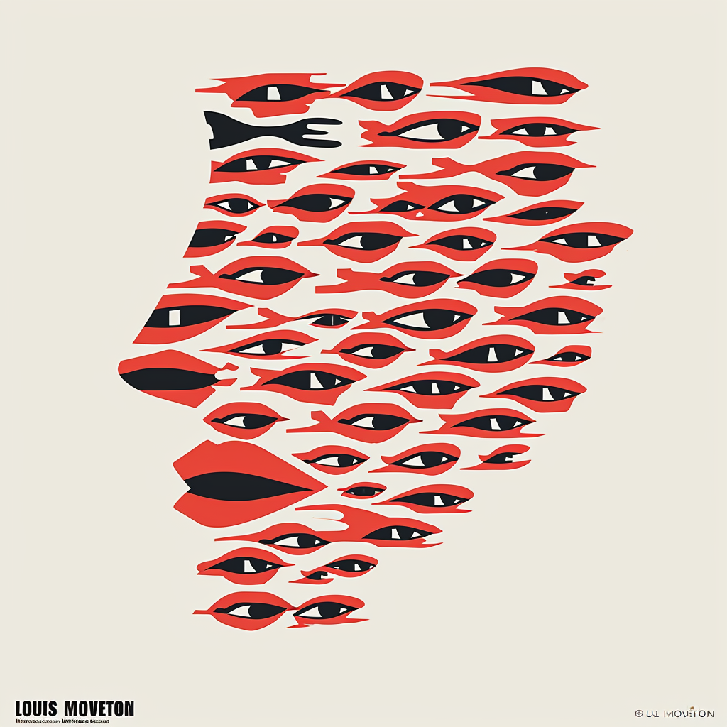 Abstract Lips with Eyes Vector Art