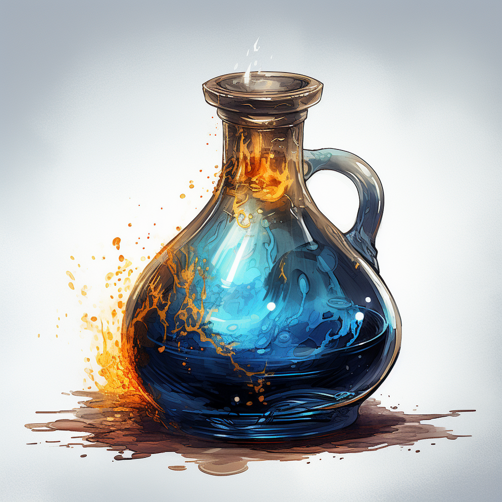 Illustration of a mesmerizing liquid glass potion