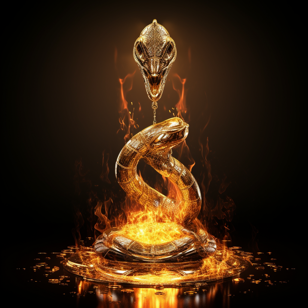 Liquid gold serpent melting diamonds