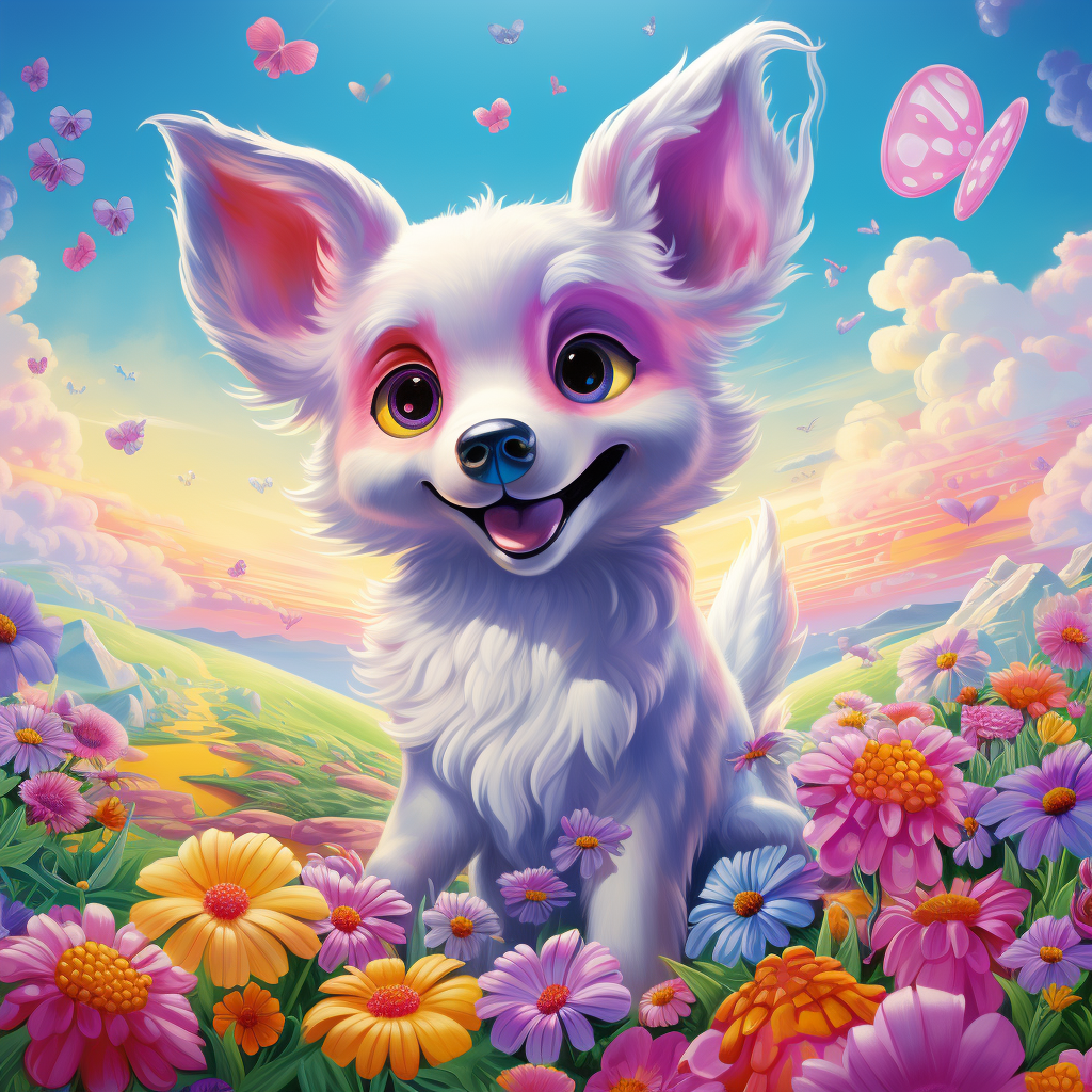 Colorful Lisa Frank-inspired meadow image