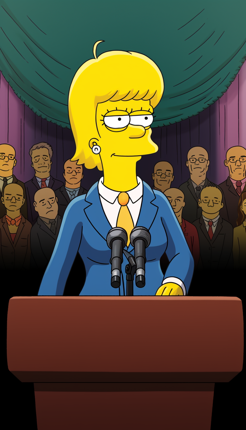 Captivated audience listening to President Lisa Simpson