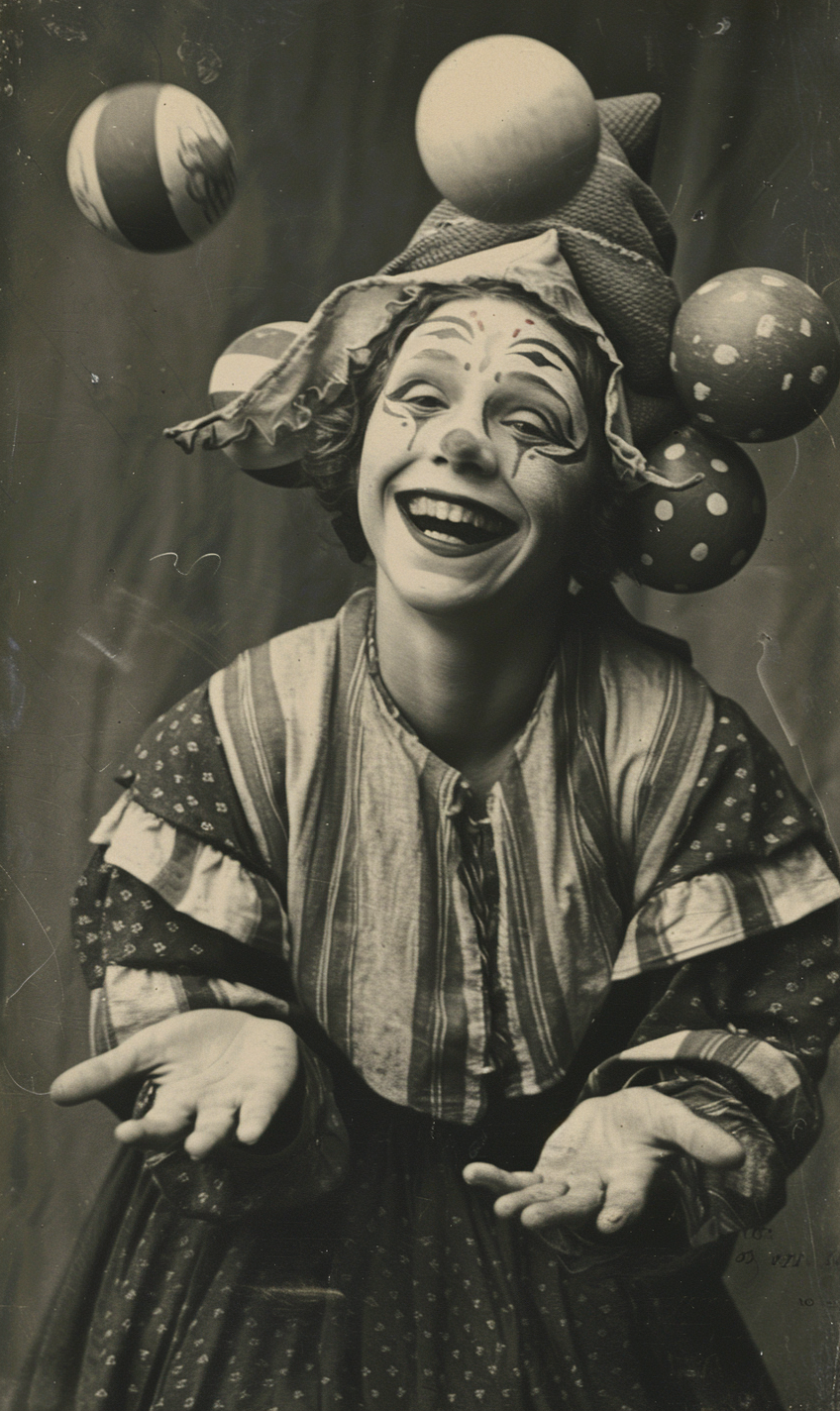 Female Jester Lith Printing Smiling