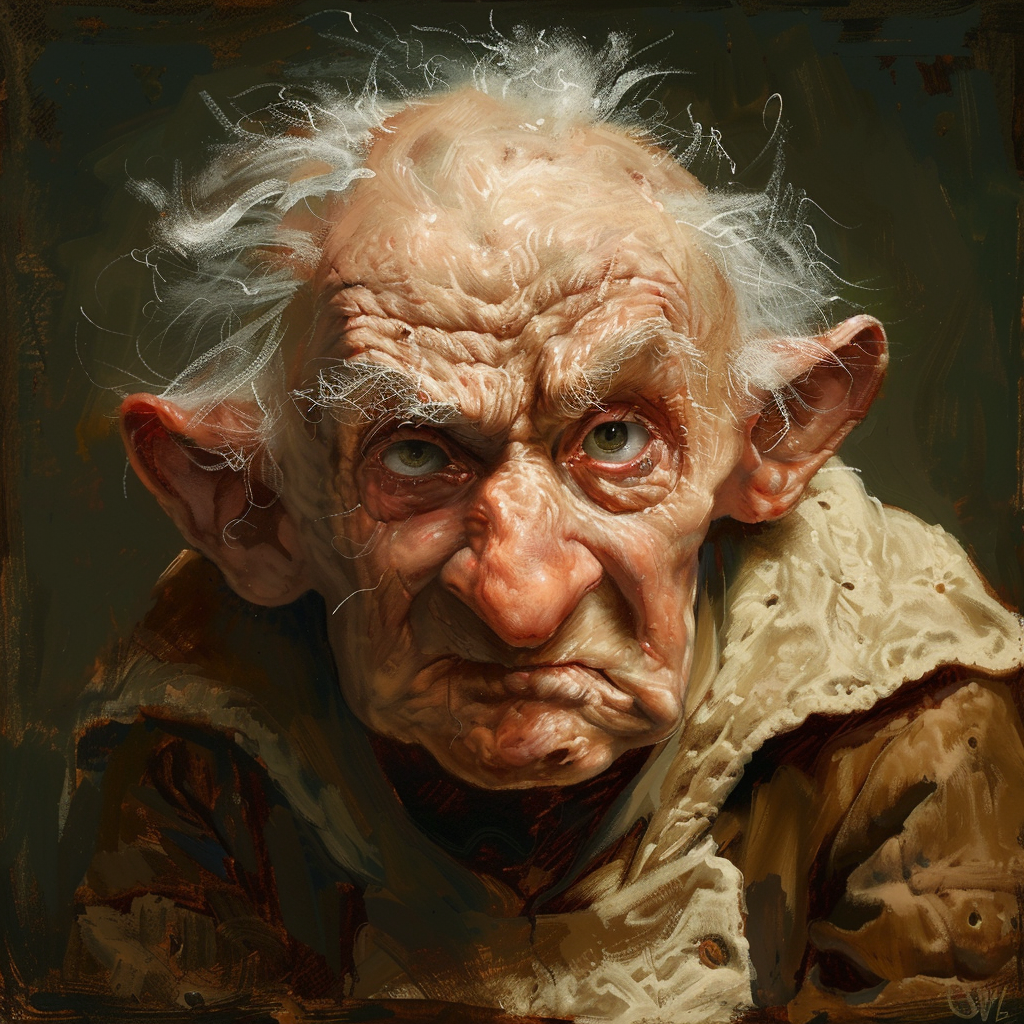 Baby portraying old man