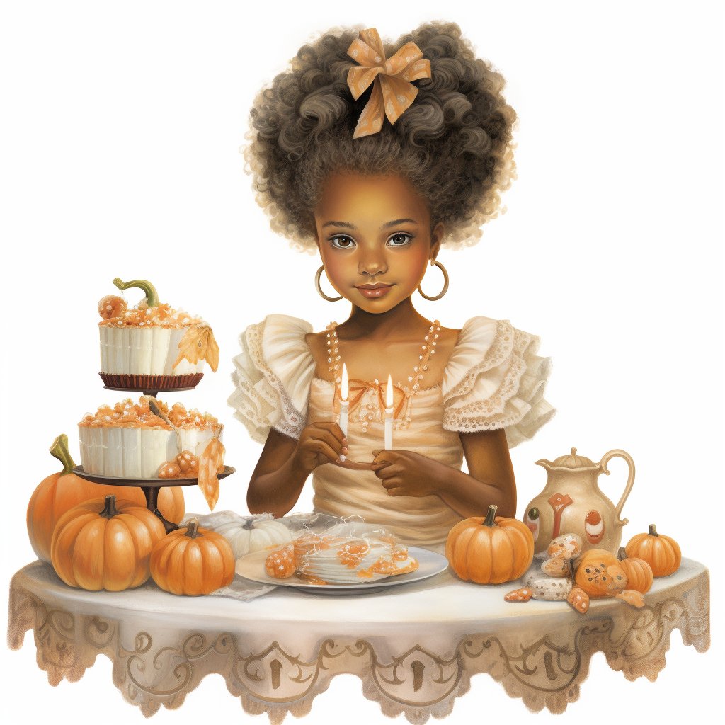 Little Black Girl Eating Dessert with Pumpkin Pie ?