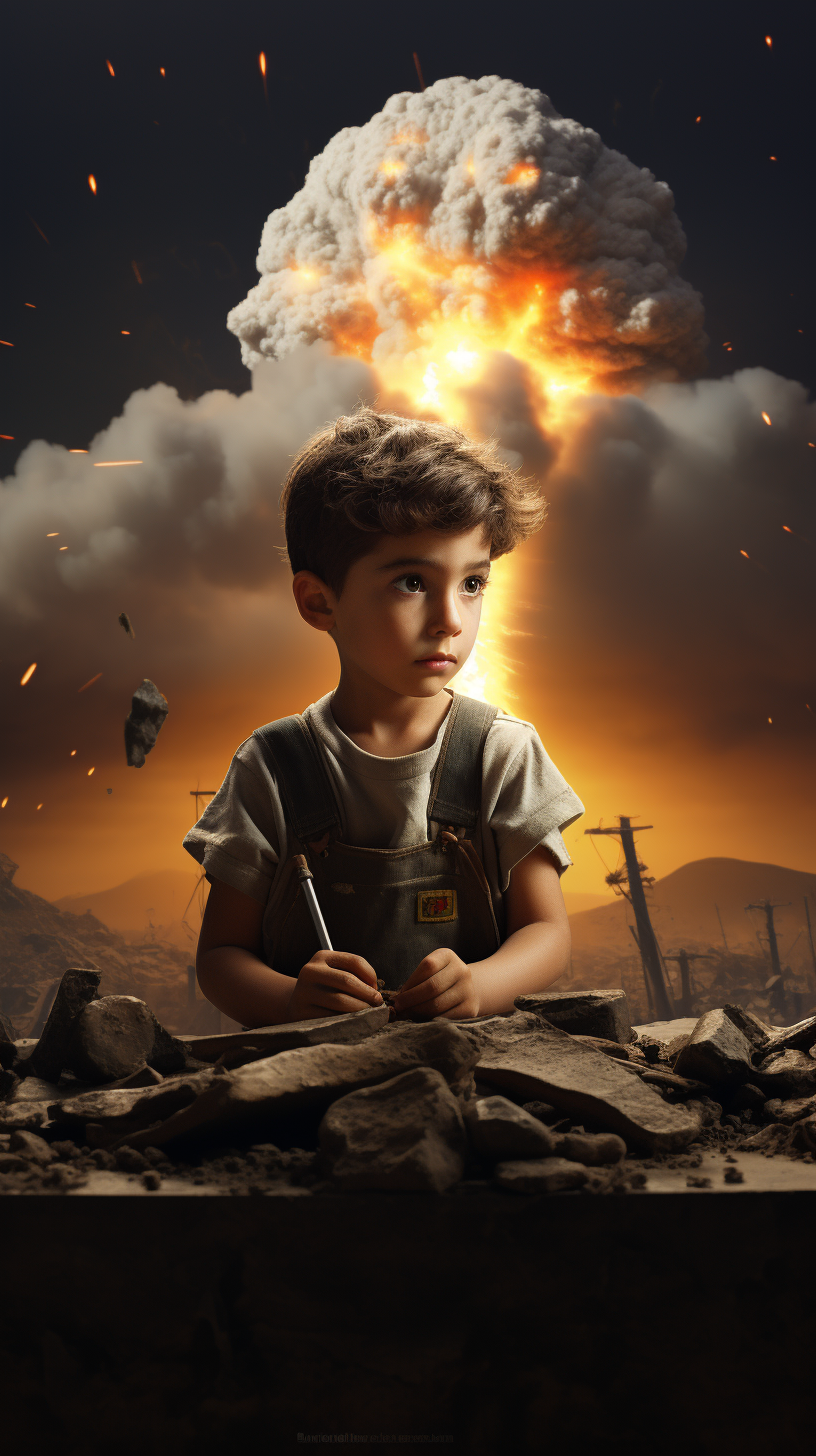 Realistic image of Little Boy atomic bomb