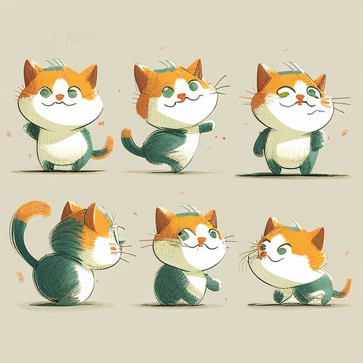 Cute little cat in different poses