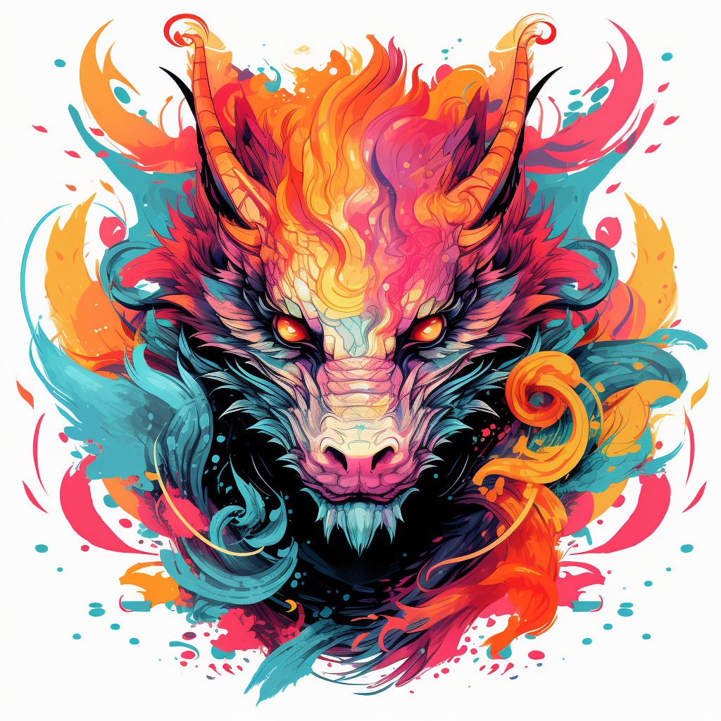 Colorful Little Dragon with Flame Tail