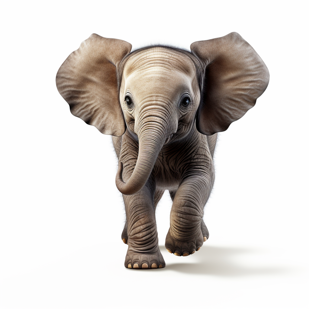 Little Elephant Jumps Height Isolated White Background