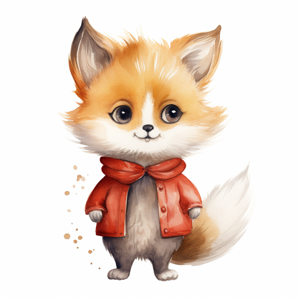 Cute little fox on a white background