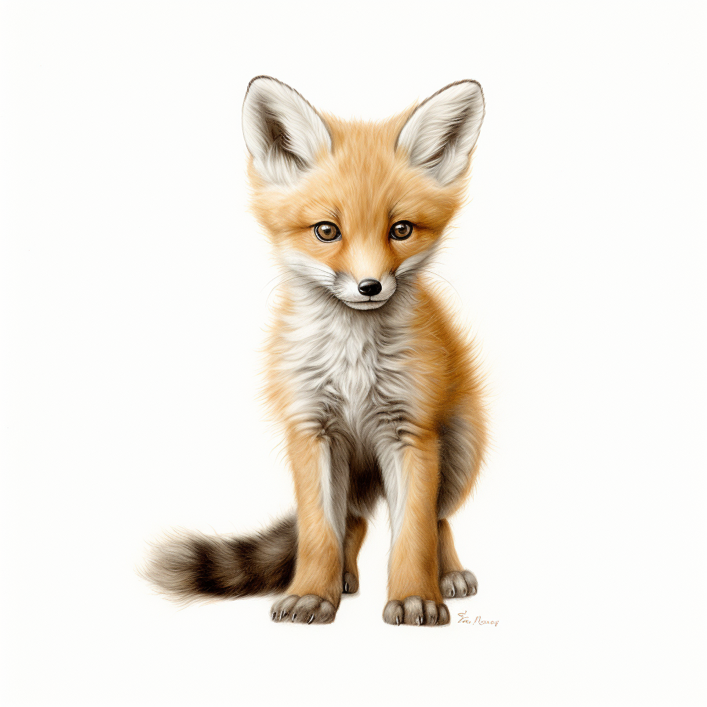 Cute baby fox on a white background