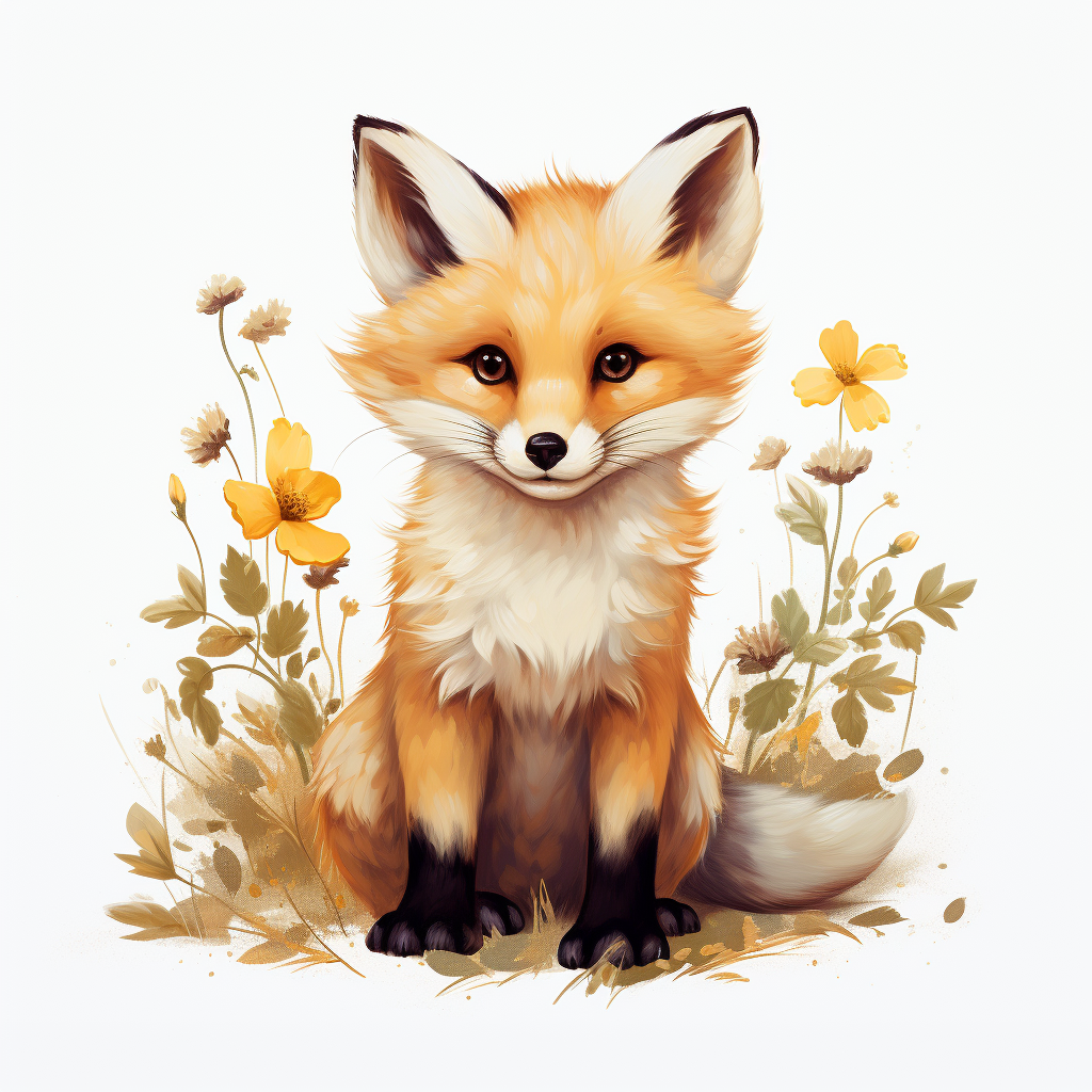 Cute baby fox on a white background