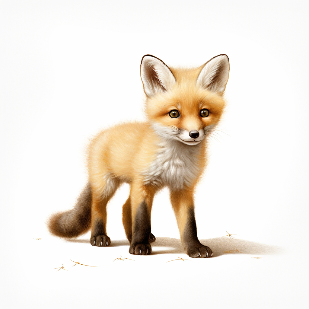 Cute Little Fox on White Background