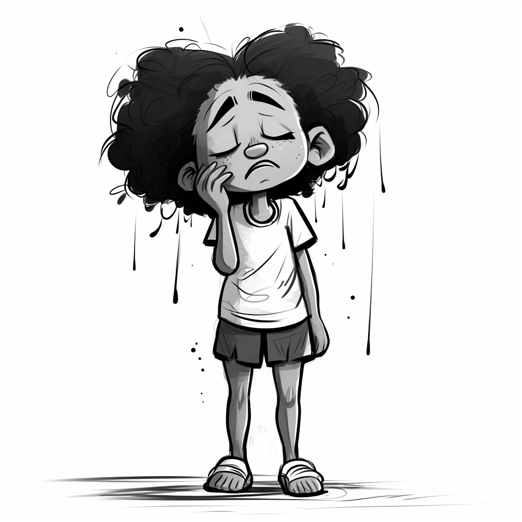 African American girl crying sadly